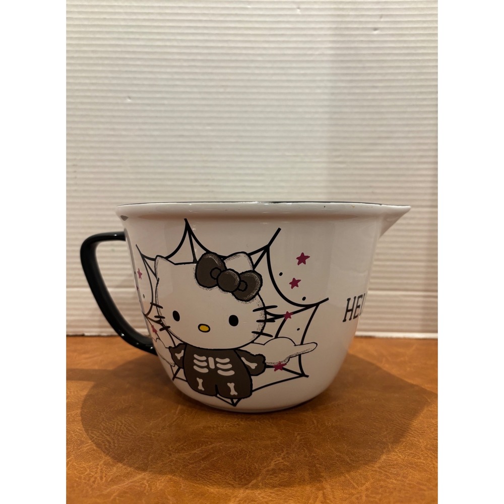 Hello Kitty Sanrio Halloween Skeleton Ceramic Mixing Bowl with Spout and Handle